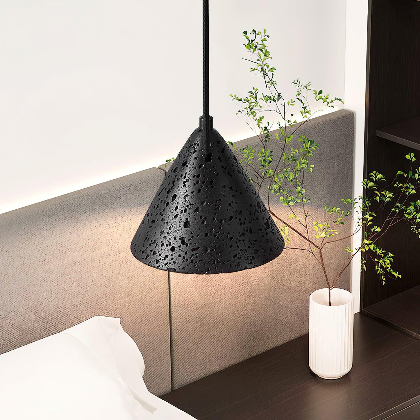 RoyaleGlow Travertine Pendant Light - Modern Natural Stone Hanging Lamp-Royale Basic