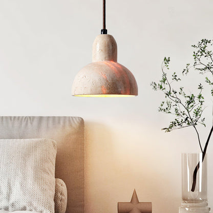 RoyaleGlow Travertine Pendant Light - Modern Natural Stone Hanging Lamp-Royale Basic