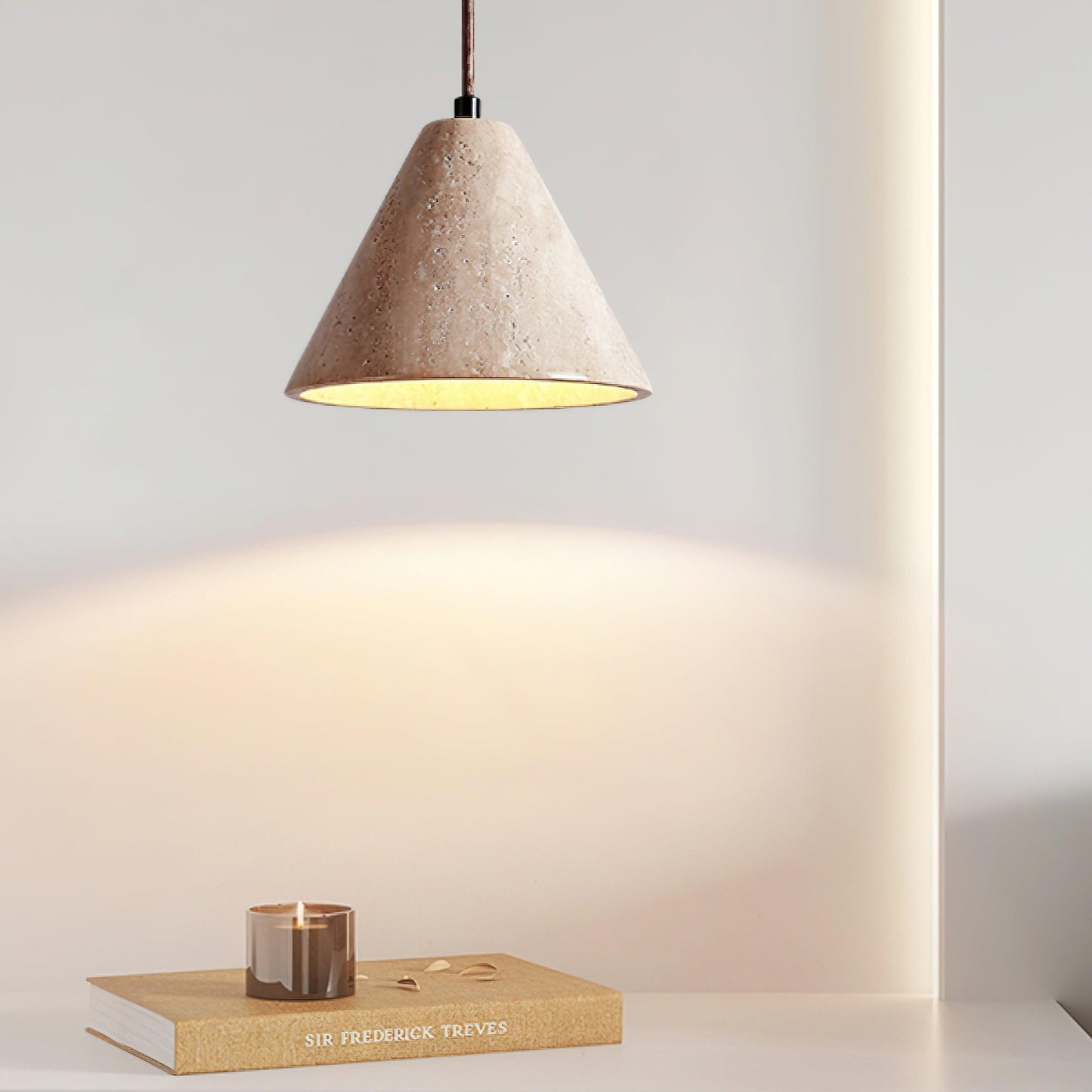RoyaleGlow Travertine Pendant Light - Modern Natural Stone Hanging Lamp-Royale Basic