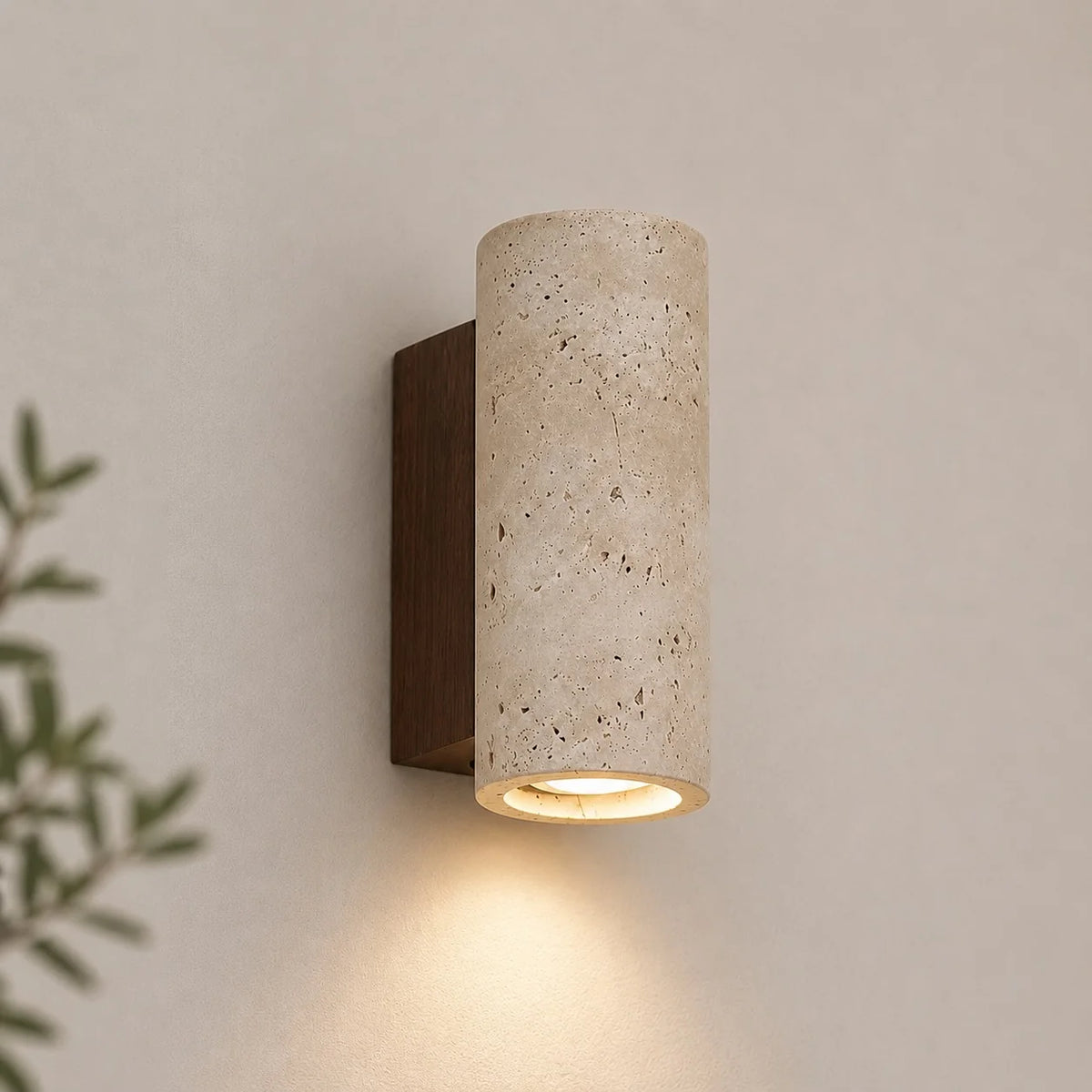 RoyaleGlow Travertine Stone LED Wall Sconce Minimalist Up And Down Hardwired Light - Royale Basic
