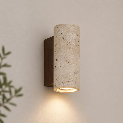 RoyaleGlow Travertine Stone LED Wall Sconce Minimalist Up And Down Hardwired Light - Royale Basic