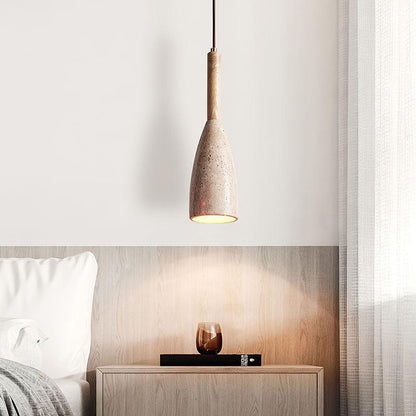 RoyaleGlow Travertine & Wood Pendant Light – Modern Minimalist Ceiling Fixture for Kitchen Island-Royale Basic