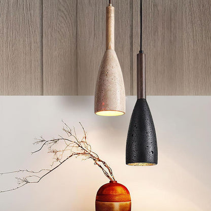 RoyaleGlow Travertine & Wood Pendant Light – Modern Minimalist Ceiling Fixture for Kitchen Island-Royale Basic
