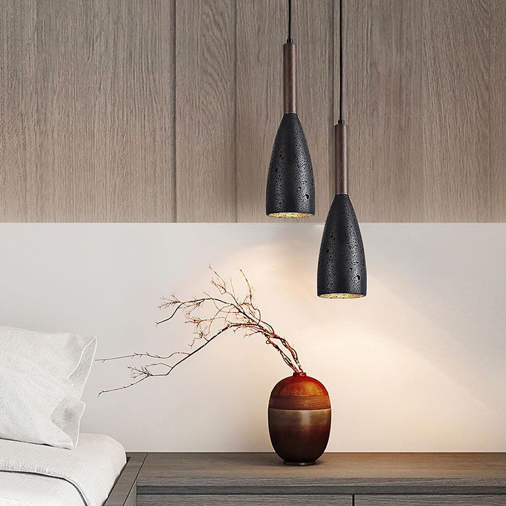 RoyaleGlow Travertine & Wood Pendant Light – Modern Minimalist Ceiling Fixture for Kitchen Island-Royale Basic