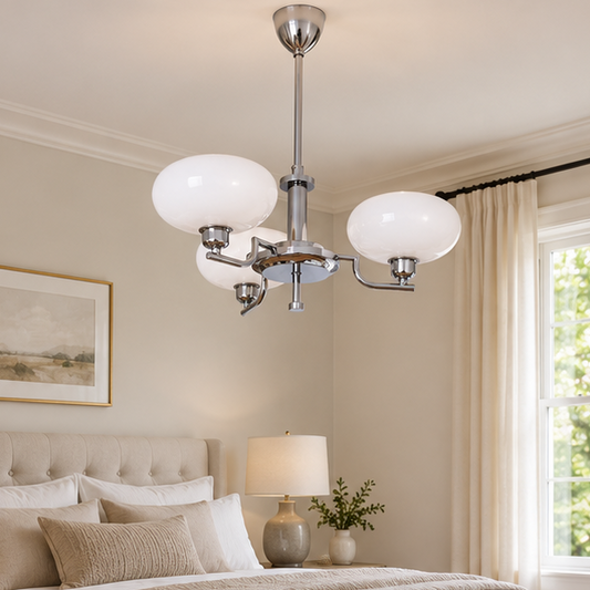 RoyaleGlow Vintage Brass Glass Chandelier Pendant Light - Royale Basic