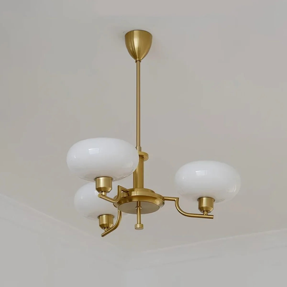RoyaleGlow Vintage Brass Glass Chandelier Pendant Light - Royale Basic
