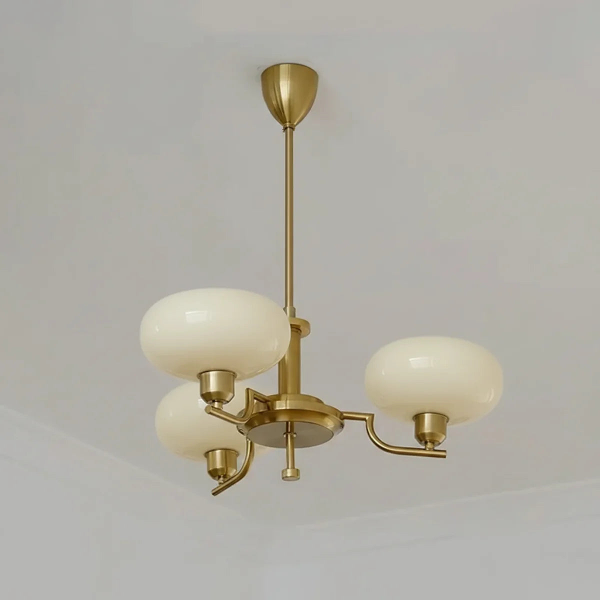 RoyaleGlow Vintage Brass Glass Chandelier Pendant Light - Royale Basic