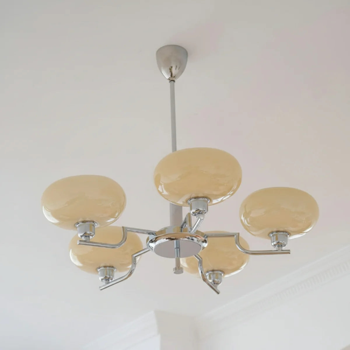 RoyaleGlow Vintage Brass Glass Chandelier Pendant Light - Royale Basic