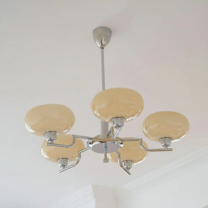 RoyaleGlow Vintage Brass Glass Chandelier Pendant Light - Royale Basic