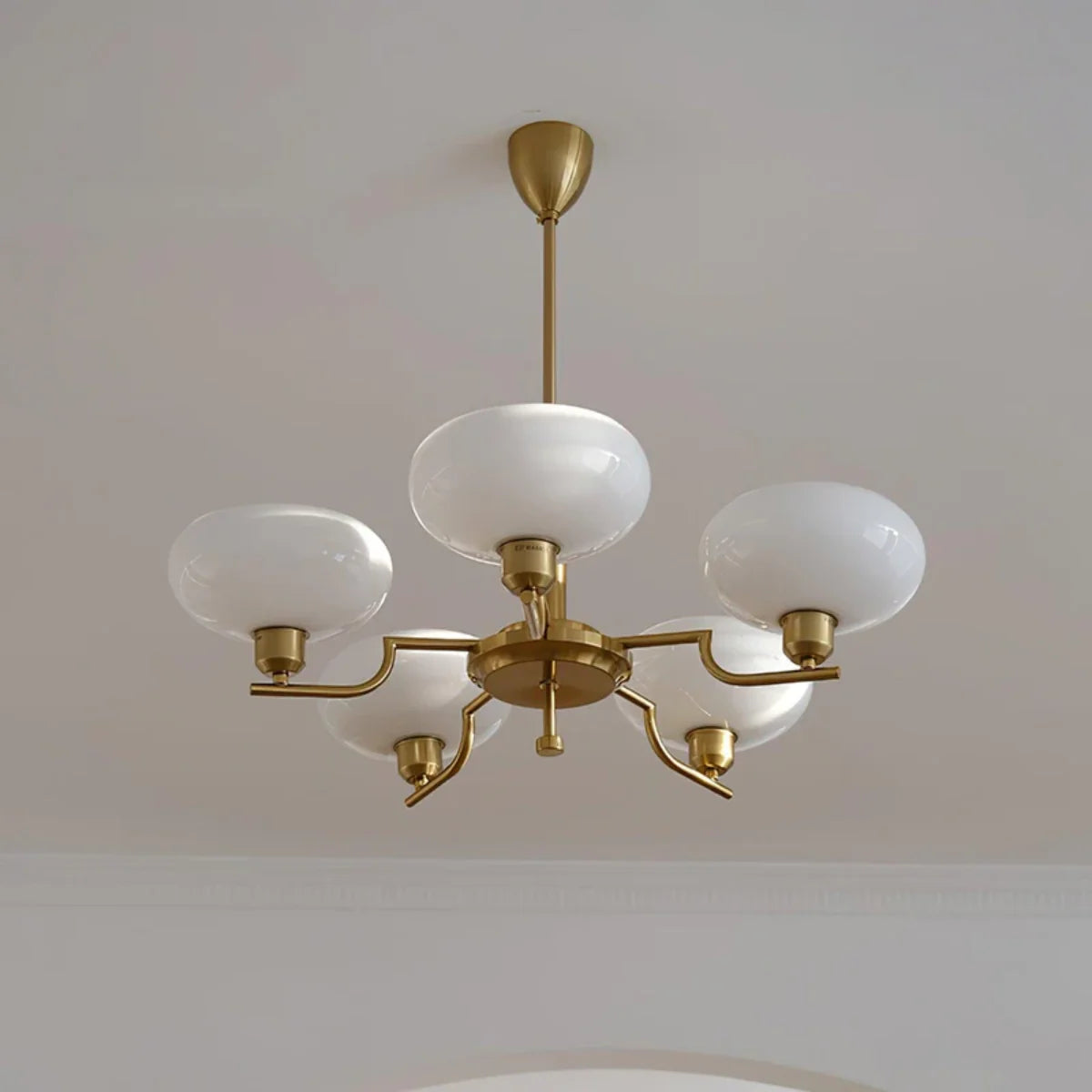 RoyaleGlow Vintage Brass Glass Chandelier Pendant Light - Royale Basic