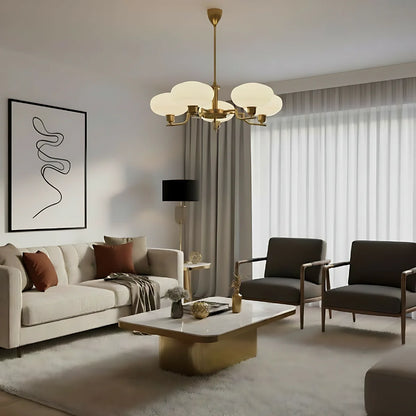 RoyaleGlow Vintage Brass Glass Chandelier Pendant Light - Royale Basic