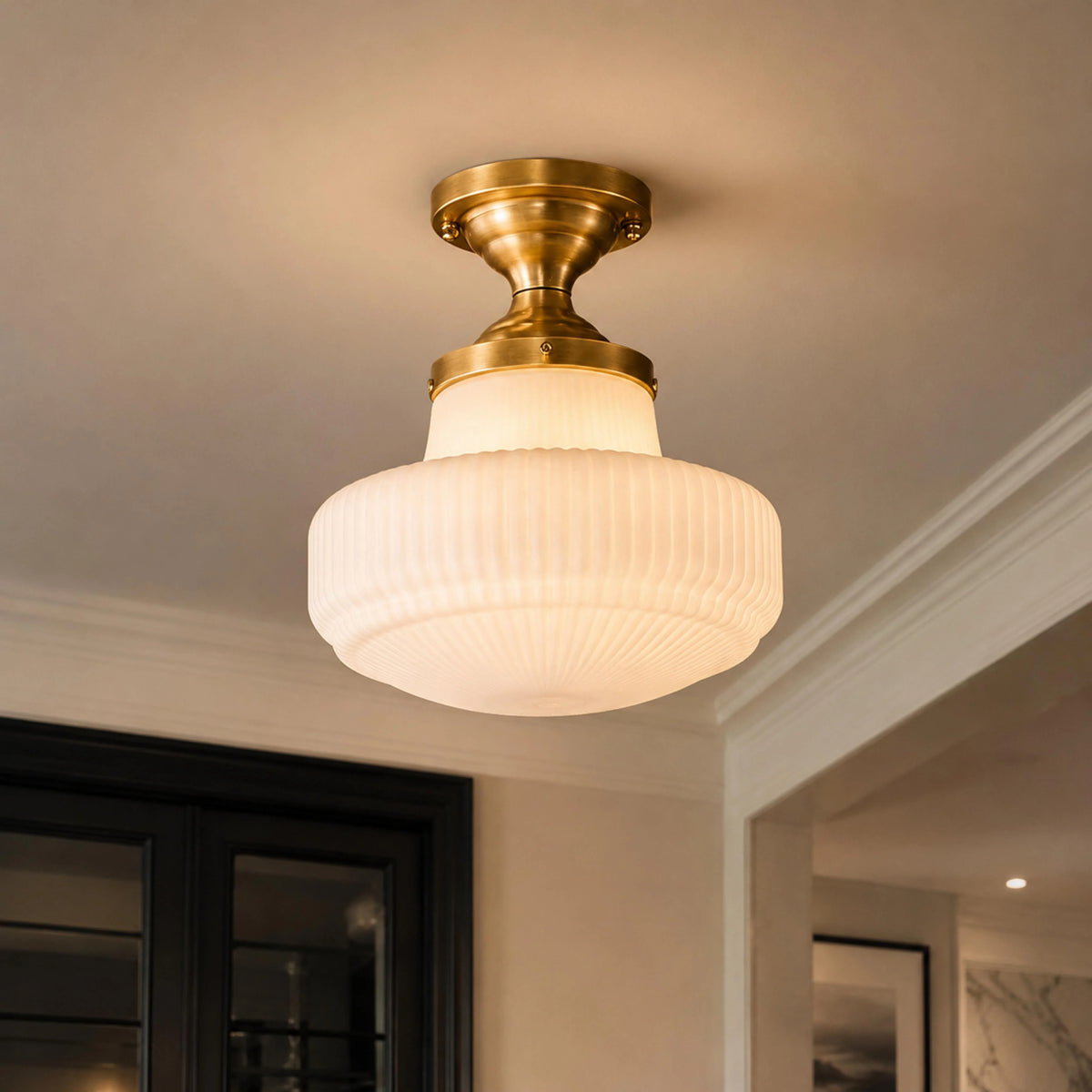 RoyaleGlow Vintage French Flush Mount Glass Ceiling Light Fixture - Royale Basic