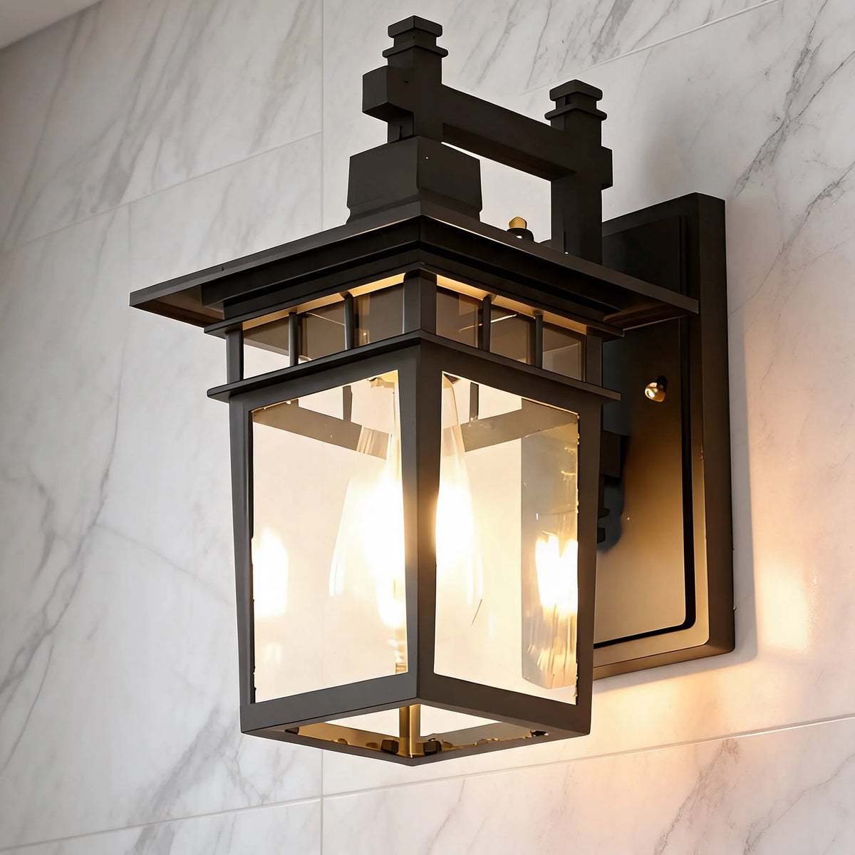 RoyaleGlow Vintage Outdoor Wall Sconce Waterproof Aluminum Glass Porch Light Fixture - Royale Basic