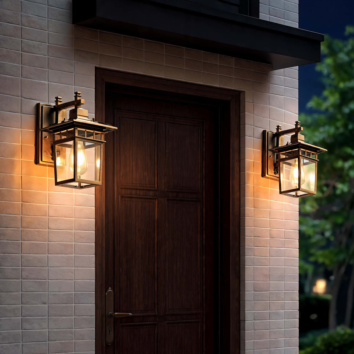 RoyaleGlow Vintage Outdoor Wall Sconce Waterproof Aluminum Glass Porch Light Fixture - Royale Basic