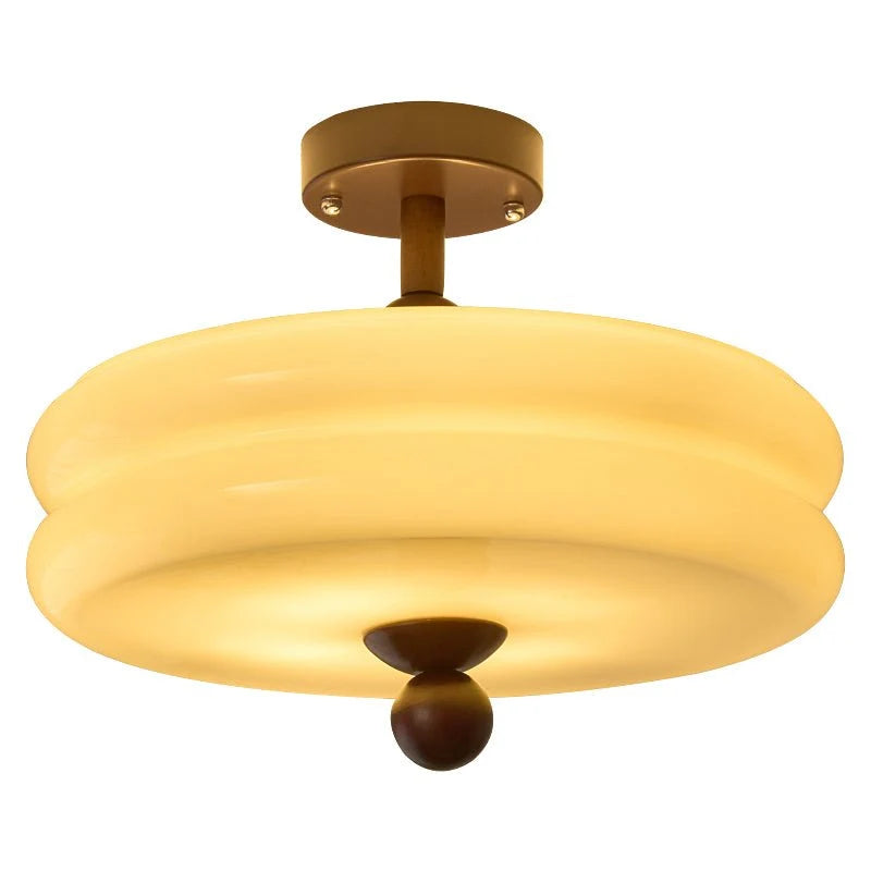RoyaleGlow Vintage Scalloped Ribbed Glass Semi Flush Mount Ceiling Light Fixture - Royale Basic