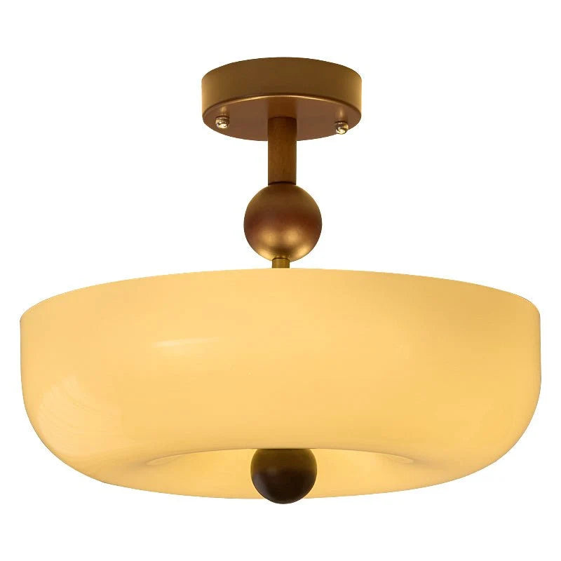 RoyaleGlow Vintage Scalloped Ribbed Glass Semi Flush Mount Ceiling Light Fixture - Royale Basic