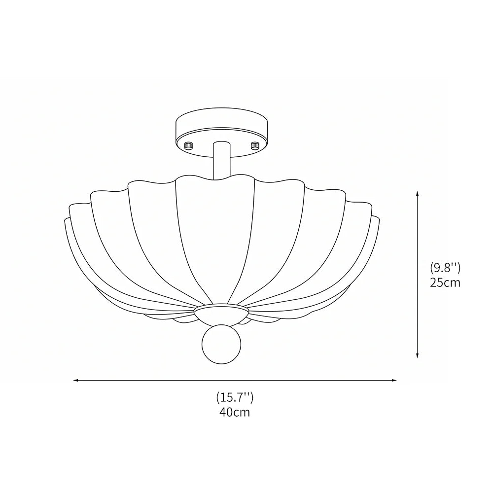 RoyaleGlow Vintage Scalloped Ribbed Glass Semi Flush Mount Ceiling Light Fixture - Royale Basic