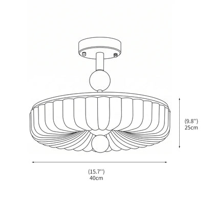 RoyaleGlow Vintage Scalloped Ribbed Glass Semi Flush Mount Ceiling Light Fixture - Royale Basic