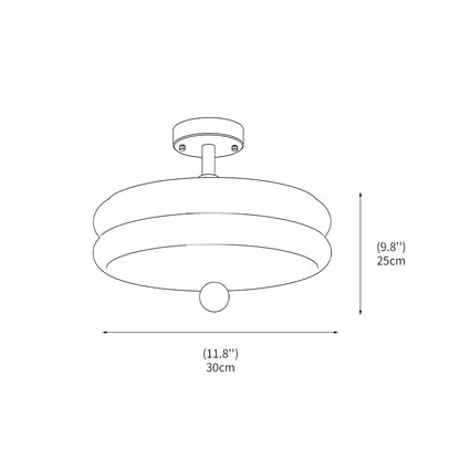 RoyaleGlow Vintage Scalloped Ribbed Glass Semi Flush Mount Ceiling Light Fixture - Royale Basic
