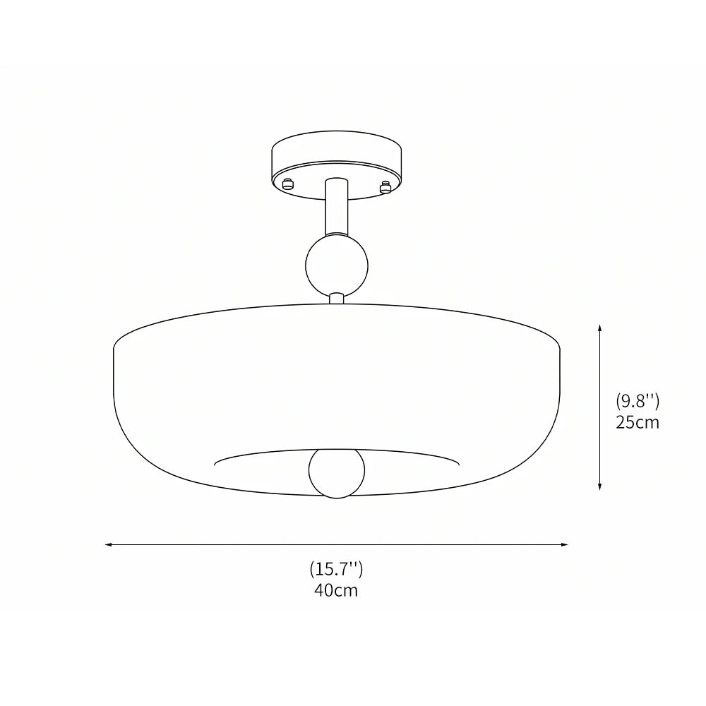 RoyaleGlow Vintage Scalloped Ribbed Glass Semi Flush Mount Ceiling Light Fixture - Royale Basic