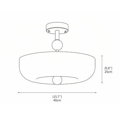 RoyaleGlow Vintage Scalloped Ribbed Glass Semi Flush Mount Ceiling Light Fixture - Royale Basic