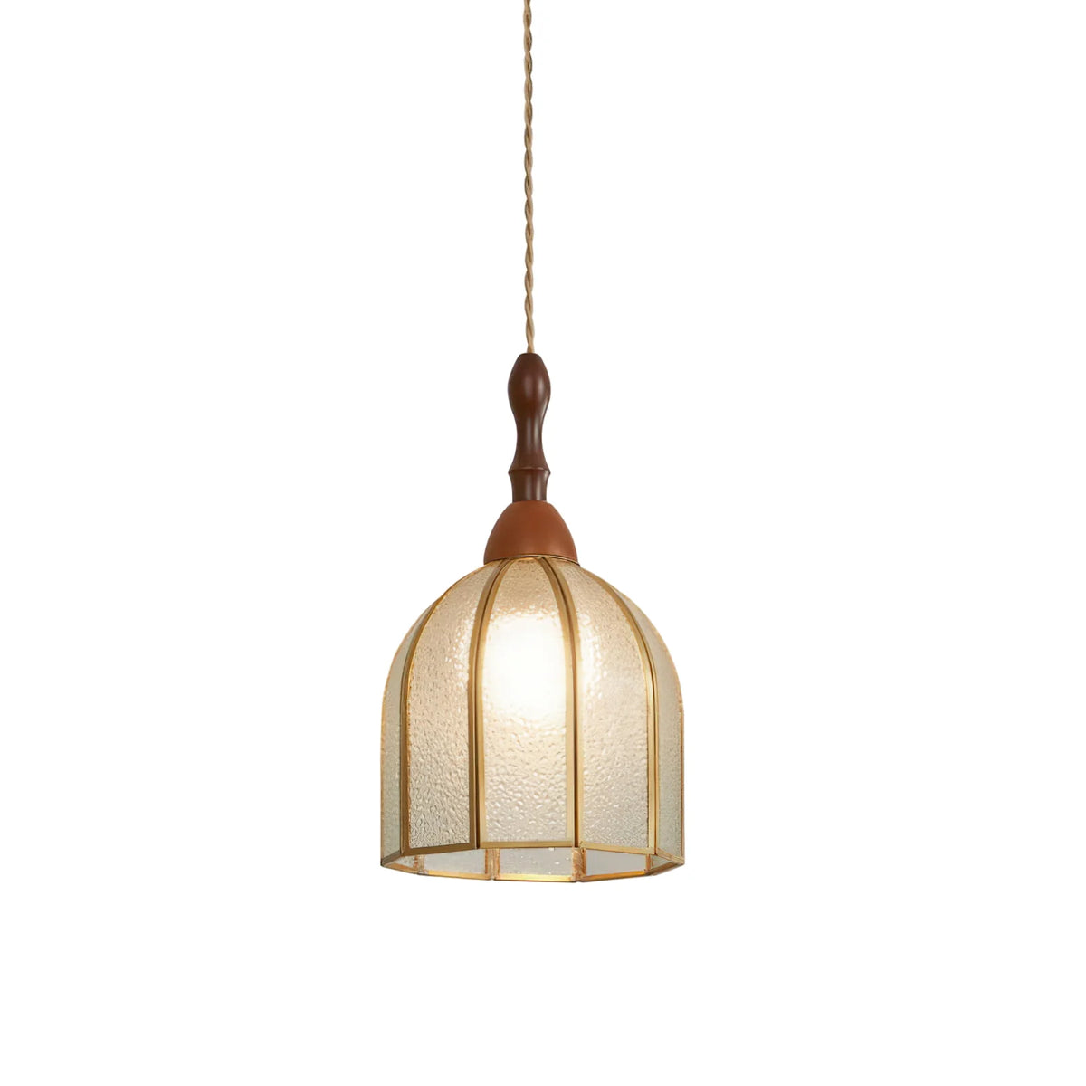RoyaleGlow Vintage Wood And Textured Glass Pendant Light Kitchen Island Hanging Lamp - Royale Basic