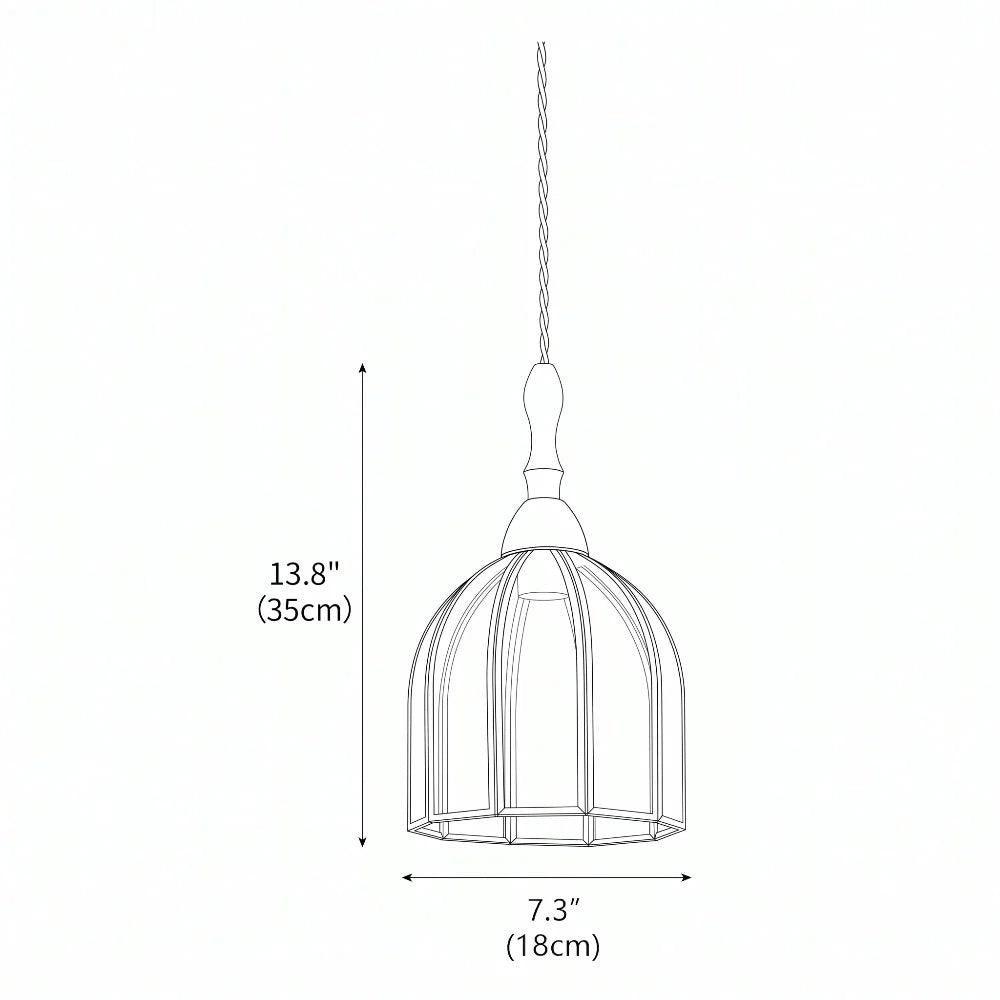 RoyaleGlow Vintage Wood And Textured Glass Pendant Light Kitchen Island Hanging Lamp - Royale Basic
