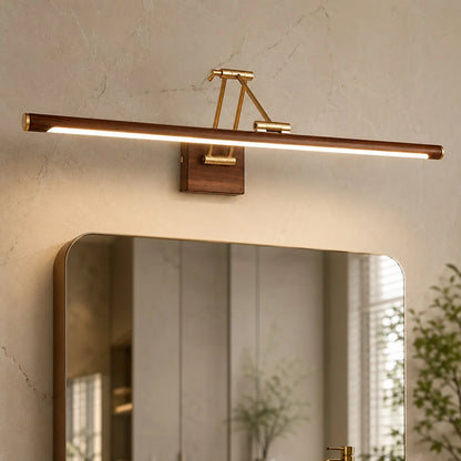 RoyaleGlow Walnut Linear LED Wall Light Adjustable Brass Modern Vanity Fixture - Royale Basic