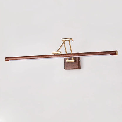 RoyaleGlow Walnut Linear LED Wall Light Adjustable Brass Modern Vanity Fixture - Royale Basic
