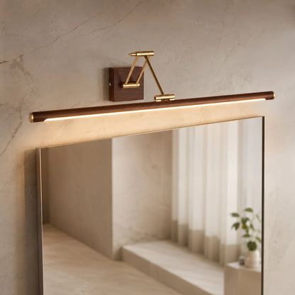 RoyaleGlow Walnut Linear LED Wall Light Adjustable Brass Modern Vanity Fixture - Royale Basic