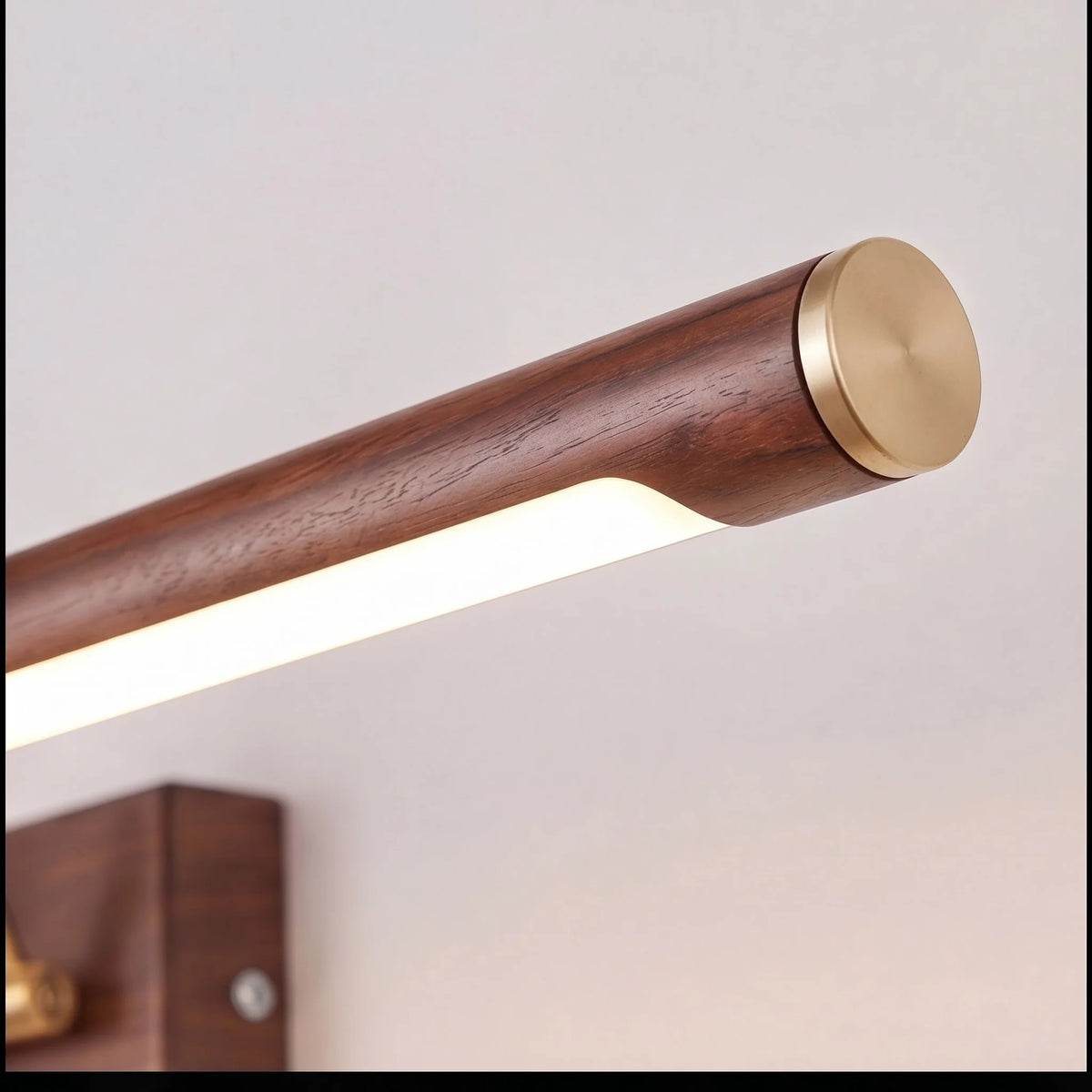 RoyaleGlow Walnut Linear LED Wall Light Adjustable Brass Modern Vanity Fixture - Royale Basic