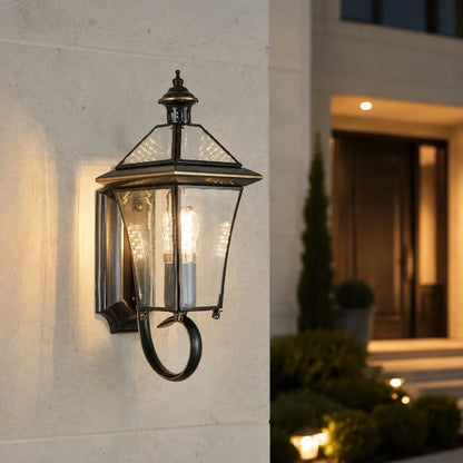 RoyaleGlow Waterproof Brass Outdoor Wall Sconce Modern Garden Light IP65 Hardwired Lantern - Royale Basic