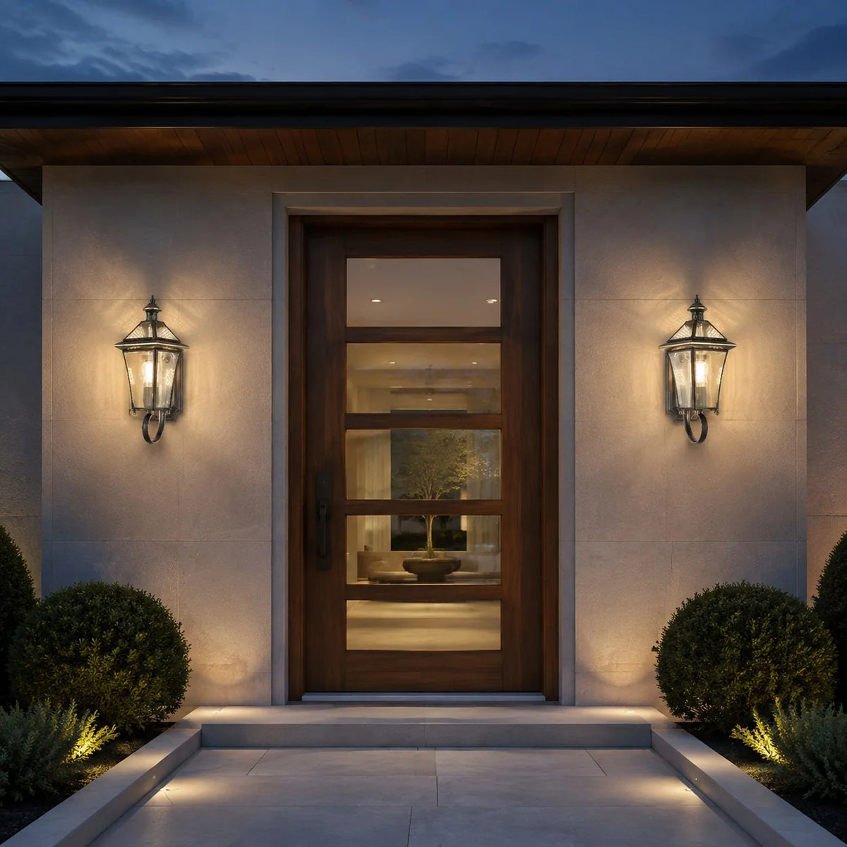 RoyaleGlow Waterproof Brass Outdoor Wall Sconce Modern Garden Light IP65 Hardwired Lantern - Royale Basic