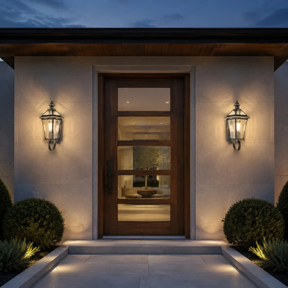 RoyaleGlow Waterproof Brass Outdoor Wall Sconce Modern Garden Light IP65 Hardwired Lantern - Royale Basic