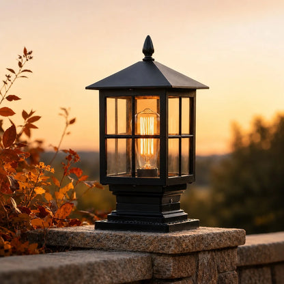 RoyaleGlow Waterproof Outdoor Pillar Light Traditional Dual Power LED Lamp - Royale Basic