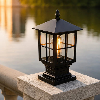 RoyaleGlow Waterproof Outdoor Pillar Light Traditional Dual Power LED Lamp - Royale Basic