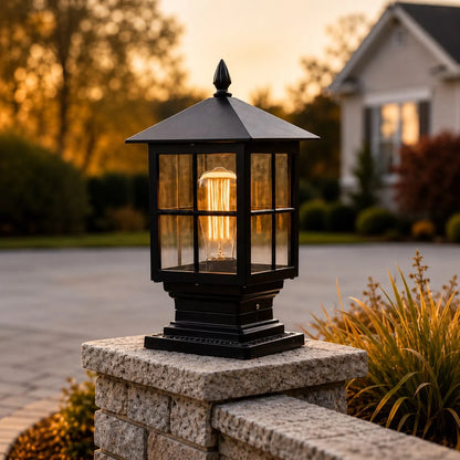 RoyaleGlow Waterproof Outdoor Pillar Light Traditional Dual Power LED Lamp - Royale Basic
