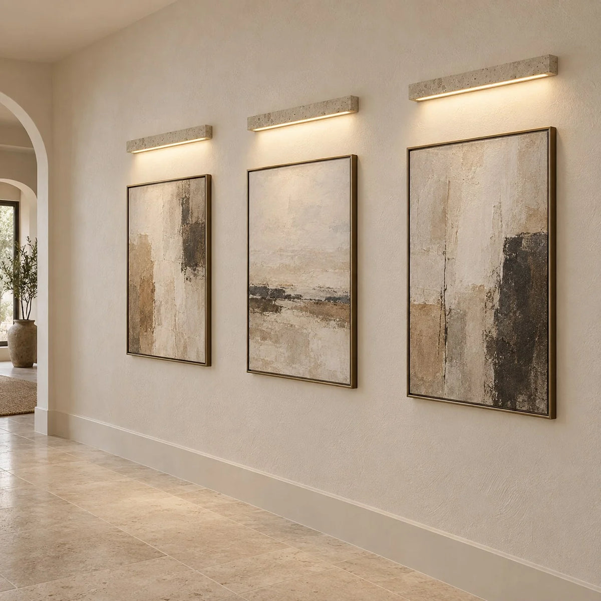 RoyaleGlow Yellow Travertine Linear LED Wall Light Minimalist Sconce - Royale Basic