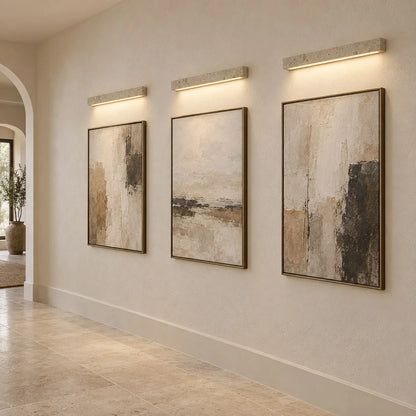RoyaleGlow Yellow Travertine Linear LED Wall Light Minimalist Sconce - Royale Basic