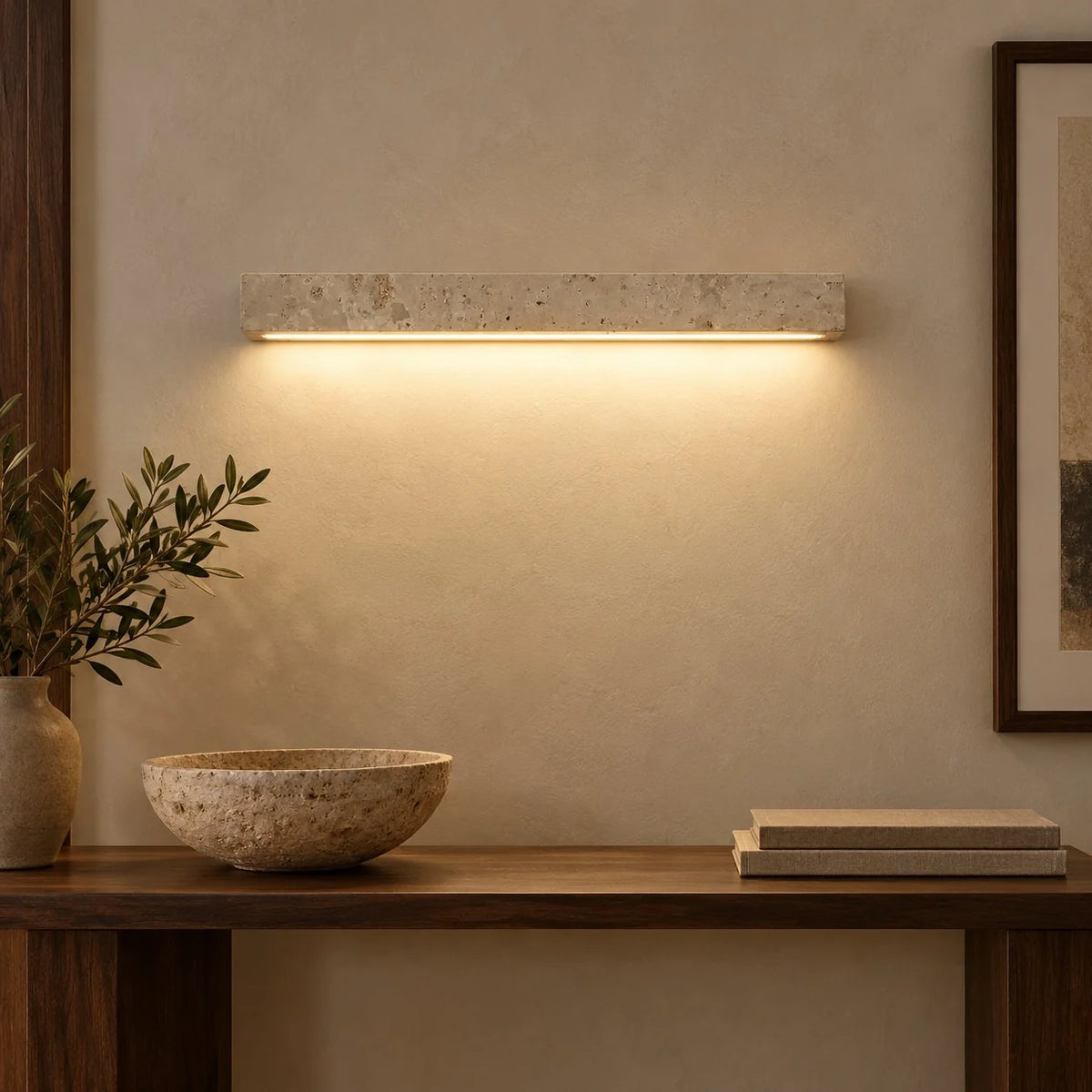 RoyaleGlow Yellow Travertine Linear LED Wall Light Minimalist Sconce - Royale Basic