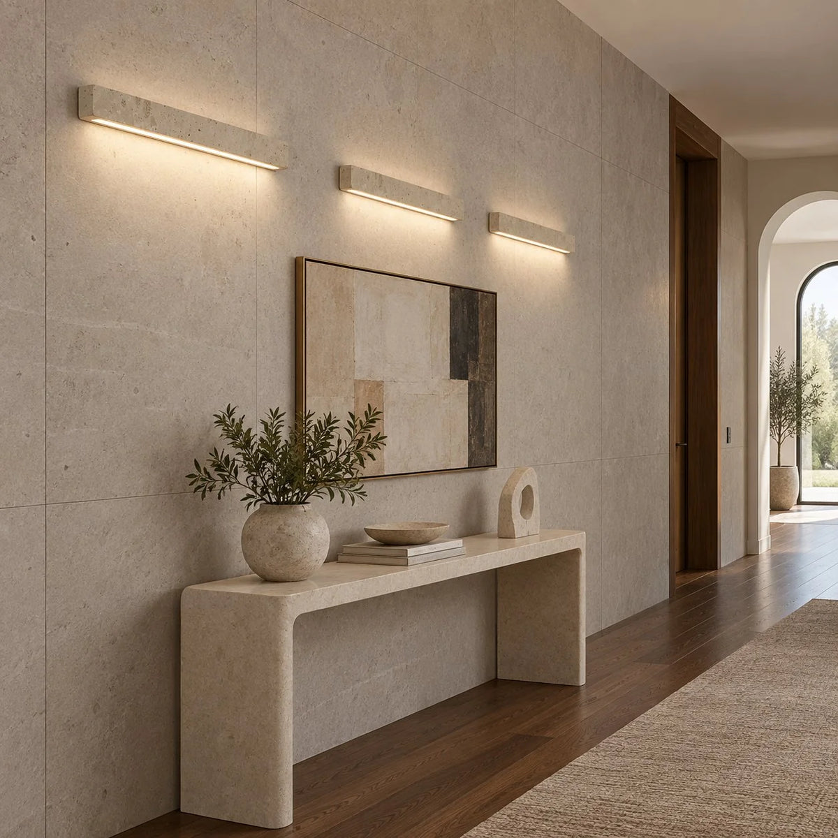RoyaleGlow Yellow Travertine Linear LED Wall Light Minimalist Sconce - Royale Basic
