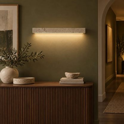 RoyaleGlow Yellow Travertine Linear LED Wall Light Minimalist Sconce - Royale Basic