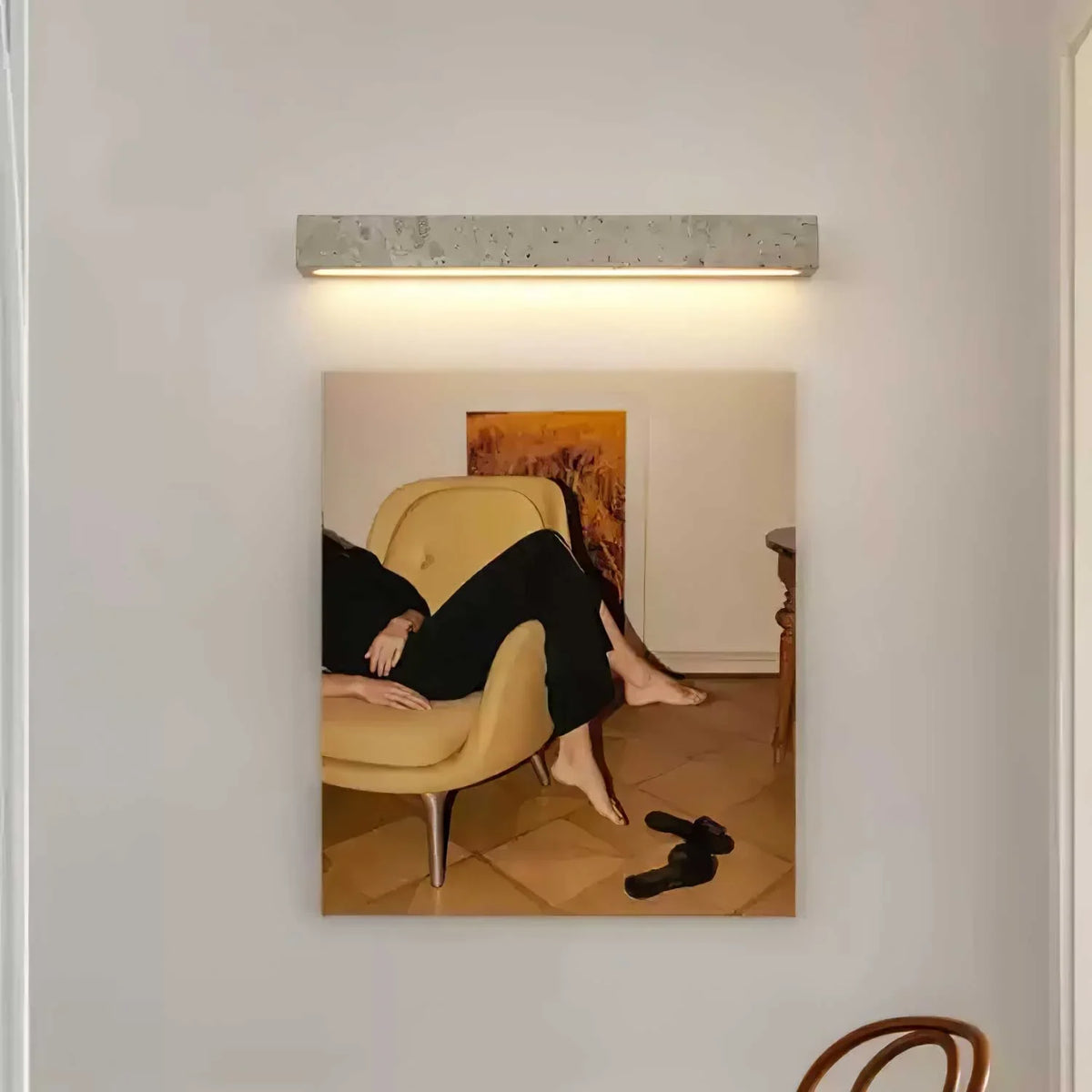 RoyaleGlow Yellow Travertine Linear LED Wall Light Minimalist Sconce - Royale Basic