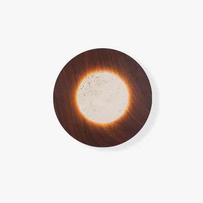 RoyaleGlow Yellow Travertine Round Wall Lamp Modern Stone Lighting Fixture - Royale Basic