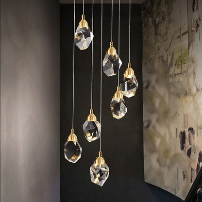 Royelux 3-Light Gold LED Crystal Chandelier Pendant Ceiling Light, Adjustable Drop - Royale Basic