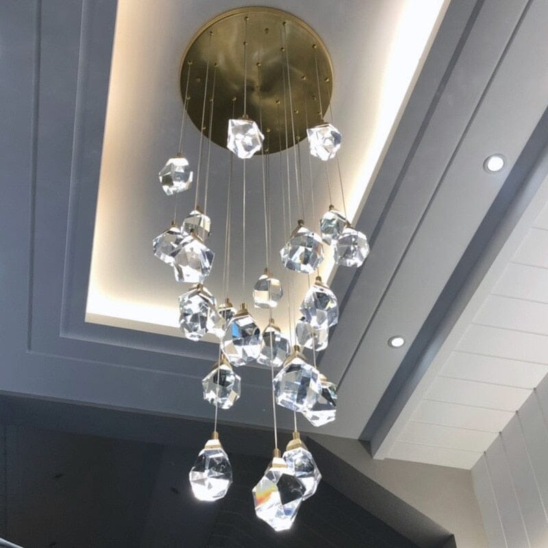 Royelux 3-Light Gold LED Crystal Chandelier Pendant Ceiling Light, Adjustable Drop - Royale Basic