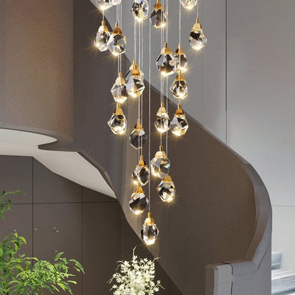Royelux 3-Light Gold LED Crystal Chandelier Pendant Ceiling Light, Adjustable Drop - Royale Basic