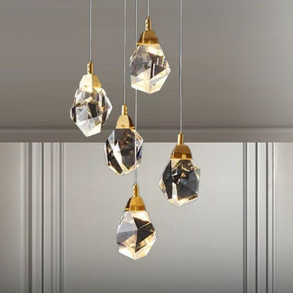 Royelux 3-Light Gold LED Crystal Chandelier Pendant Ceiling Light, Adjustable Drop - Royale Basic