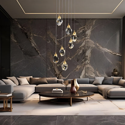 Royelux 3-Light Gold LED Crystal Chandelier Pendant Ceiling Light, Adjustable Drop - Royale Basic