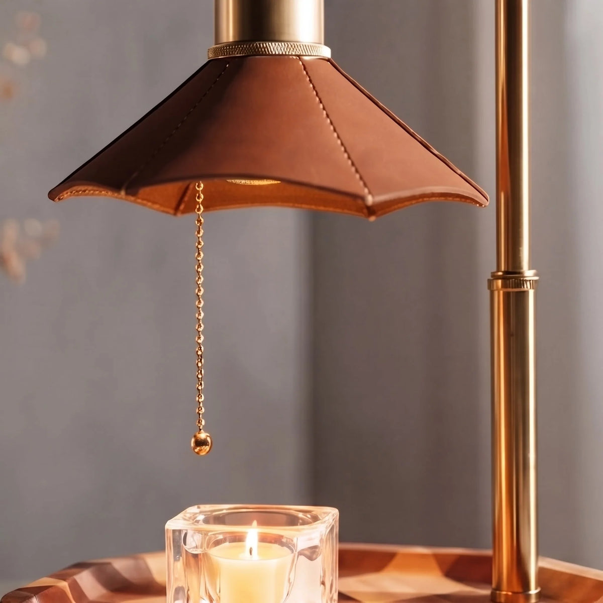 Royelux Adjustable Candle Warmer Lamp Wood And Brass Melter Light - Royale Basic